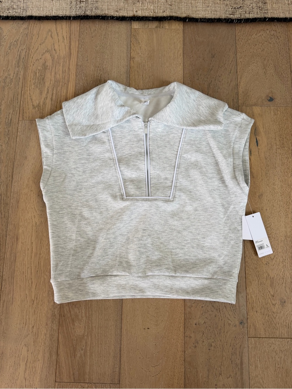 Yogalicious Scuba Monaco Half Zip Sleeveless Crop Top Heather Grey Large